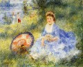 junge Frau mit einem japanischen Regenschirm Pierre Auguste Renoir